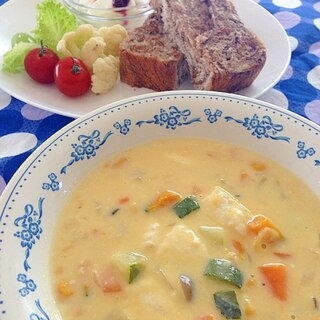 朝スープ☆簡単 たっぷり野菜とお豆腐のスープ♪